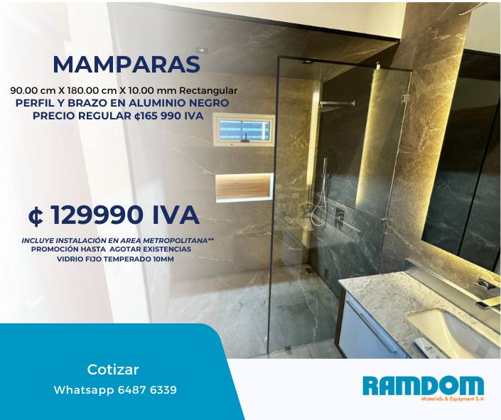 Mamparas Rectangular perfil Negro Promoción Costa Rica Perfil Aluminio Ramdom Materials