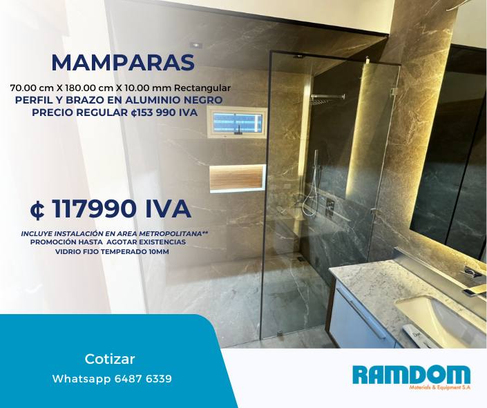 Mamparas Rectangular perfil Negro Promoción Costa Rica Perfil Aluminio Ramdom Materials